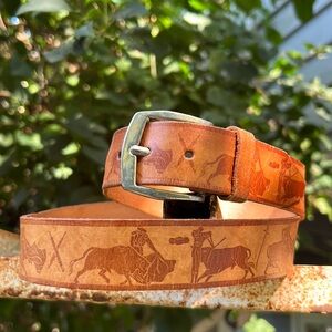 Leather handmade Spanish bull fighting running with the bulls belt